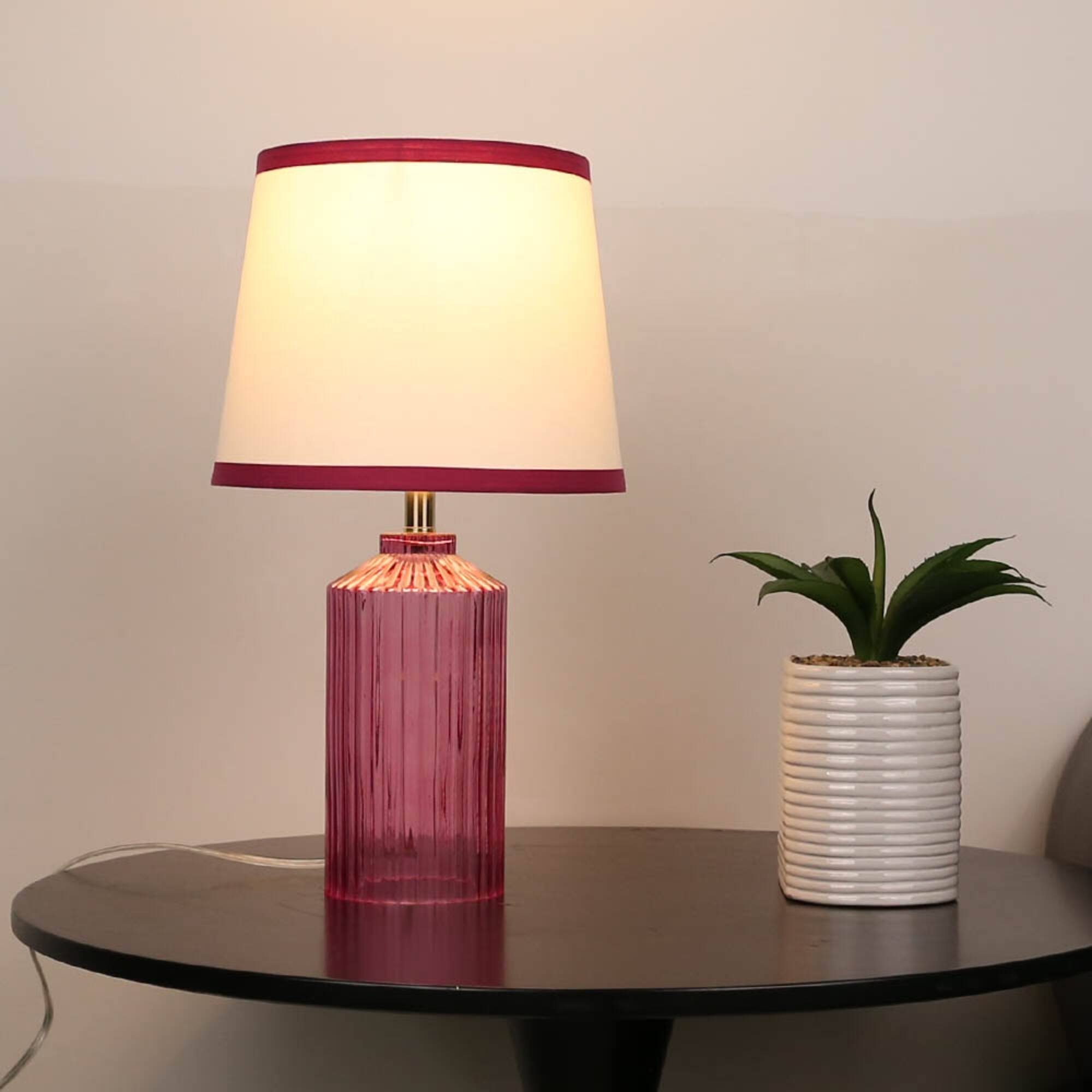 17.5" Pink Glass Table Lamp by Ashland®